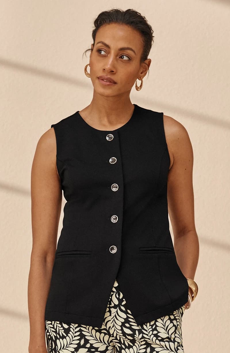 Polished-Knit Vest Top
