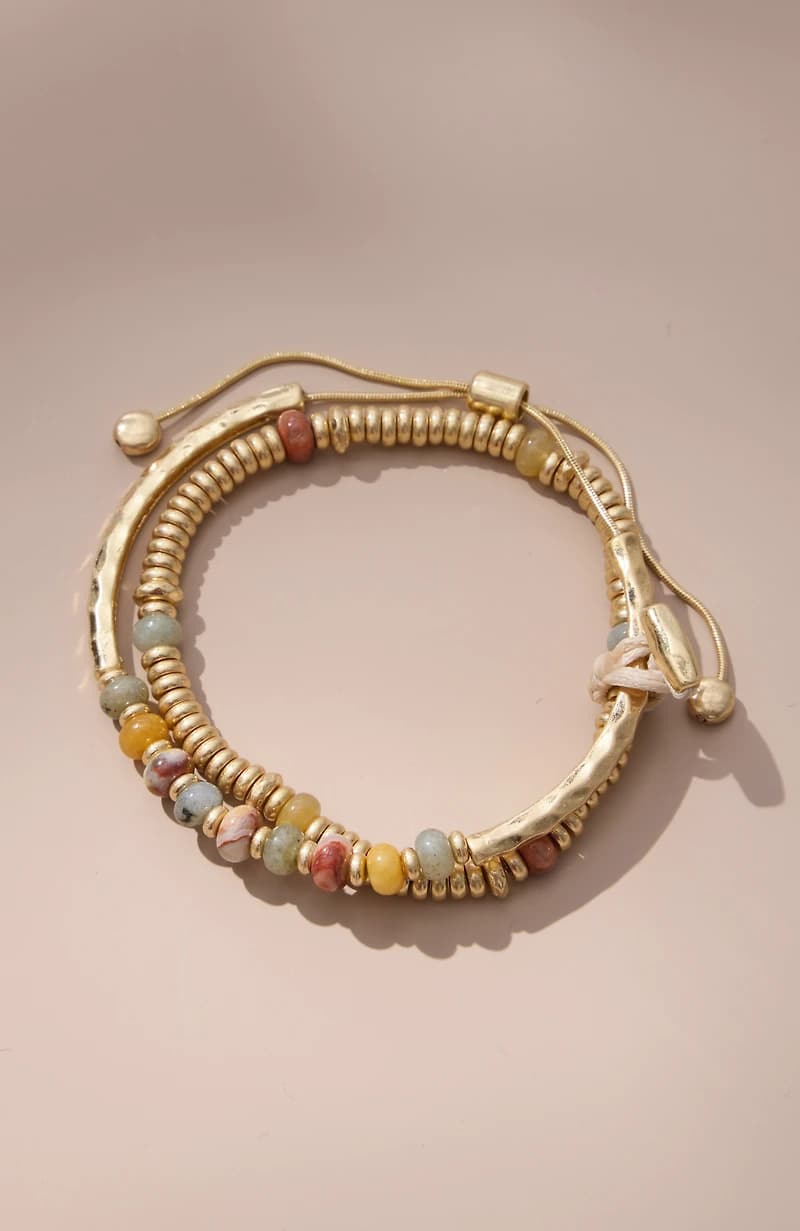 Semiprecious Agate Beaded Bracelet