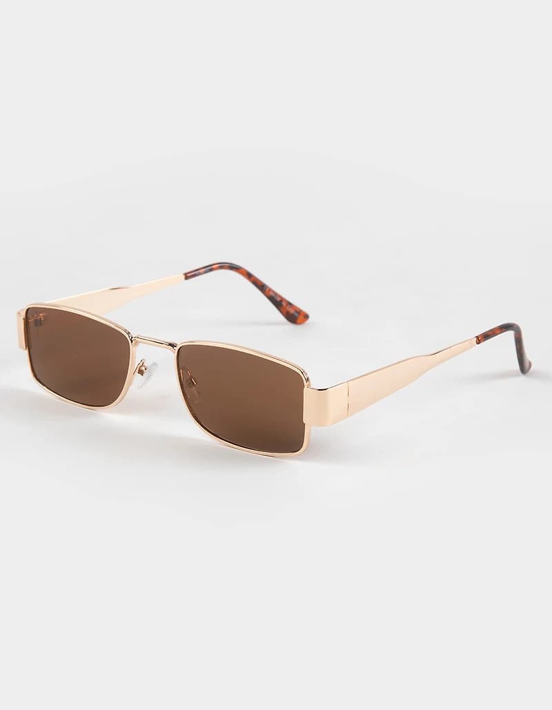 RSQ Rectangle Metal Sunglasses - GOLD