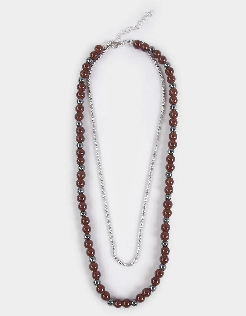 RSQ Beaded Layered Necklace - SILVER