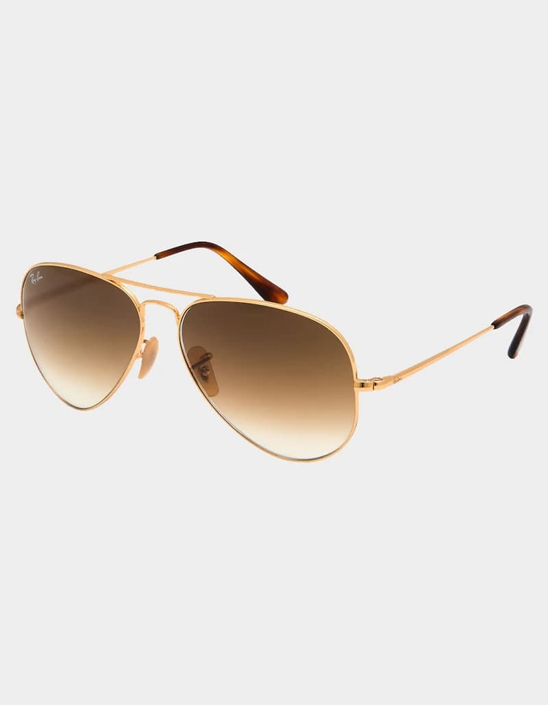 RAY-BAN RB3689 Aviator Gold & Light Brown Gradient Sunglasses - GOLD/LIGHT BROWN GRADIENT
