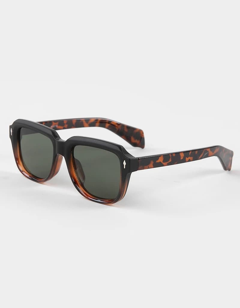 RSQ Matte 2 Tone Square Sunglasses - BLACK COMBO