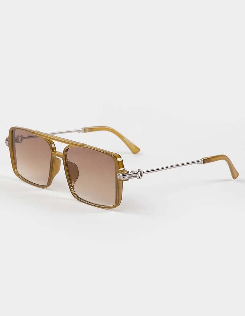 RSQ Maple Block Aviator Sunglasses - BROWN