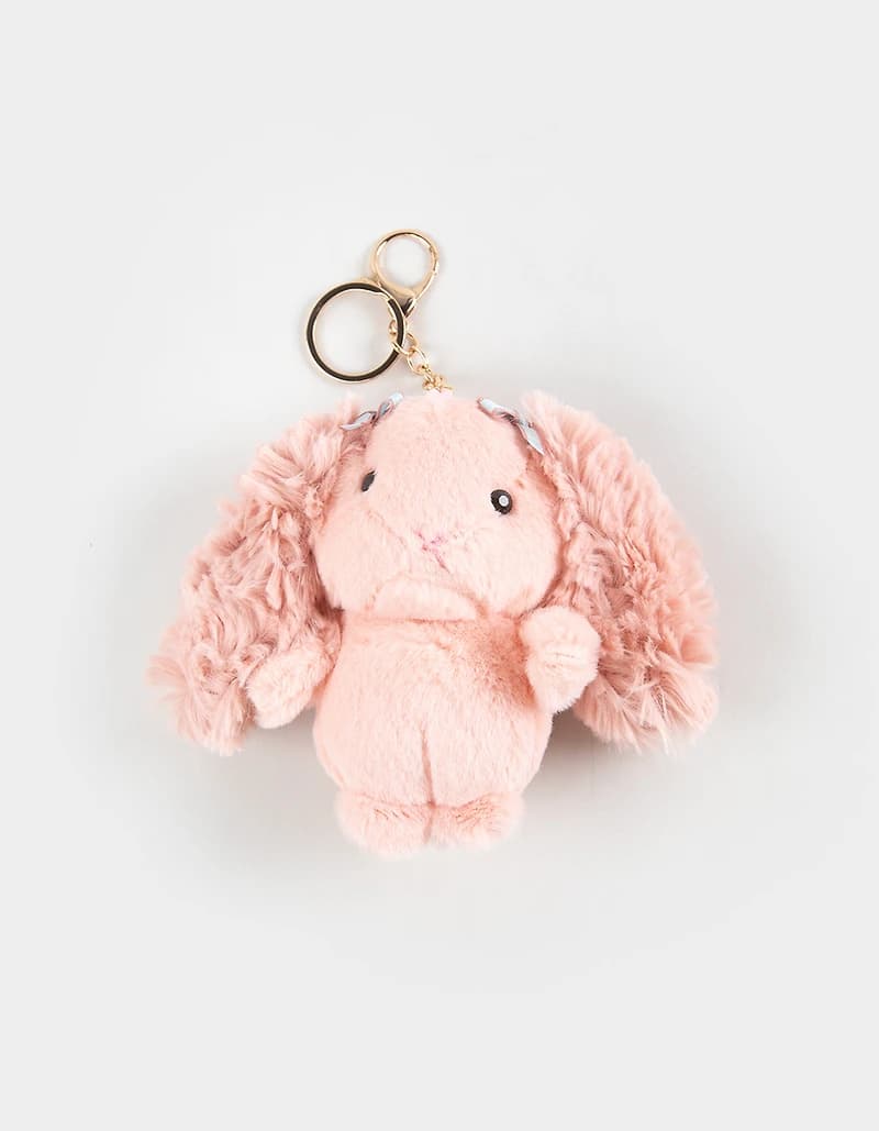 FULL TILT Plush Grumpy Bunny Bag Charm - DUSTY PINK