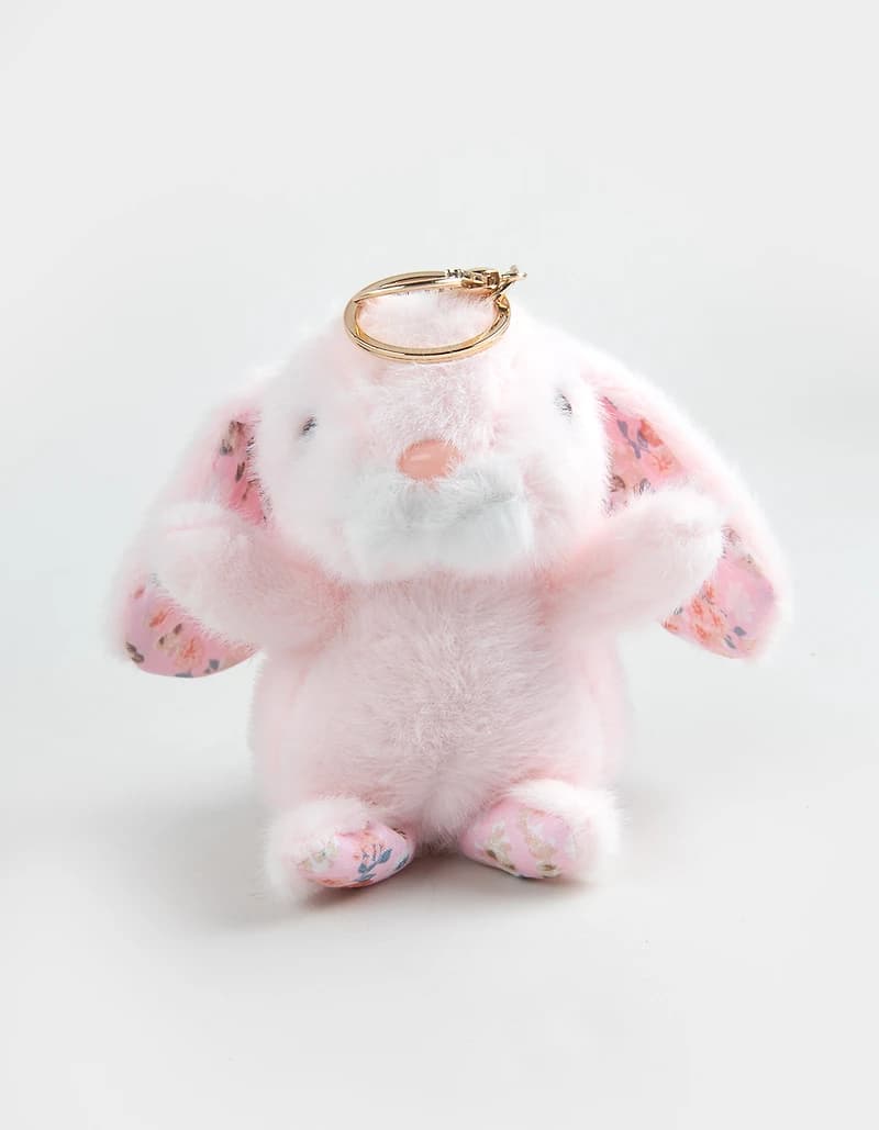FULL TILT Plush Floral Bunny Bag Charm - PINK