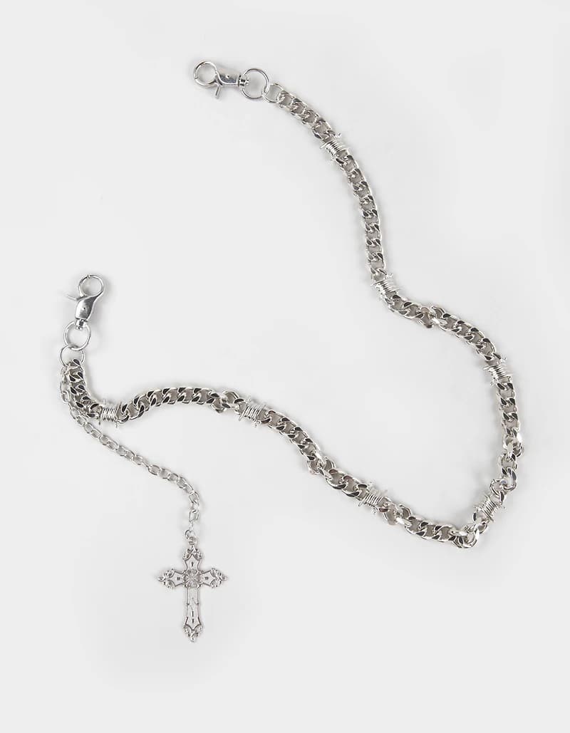 RSQ Cross Barbed Wire Wallet Chain - SILVER