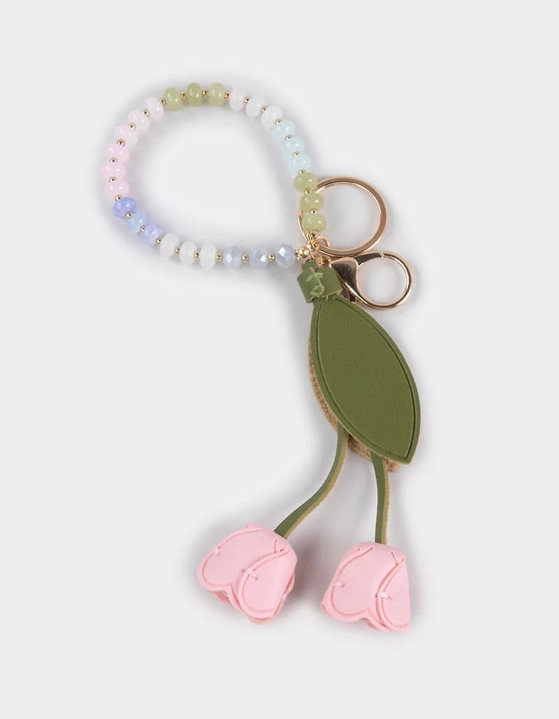 FULL TILT Bead Tulips Bag Charm - PINK COMBO
