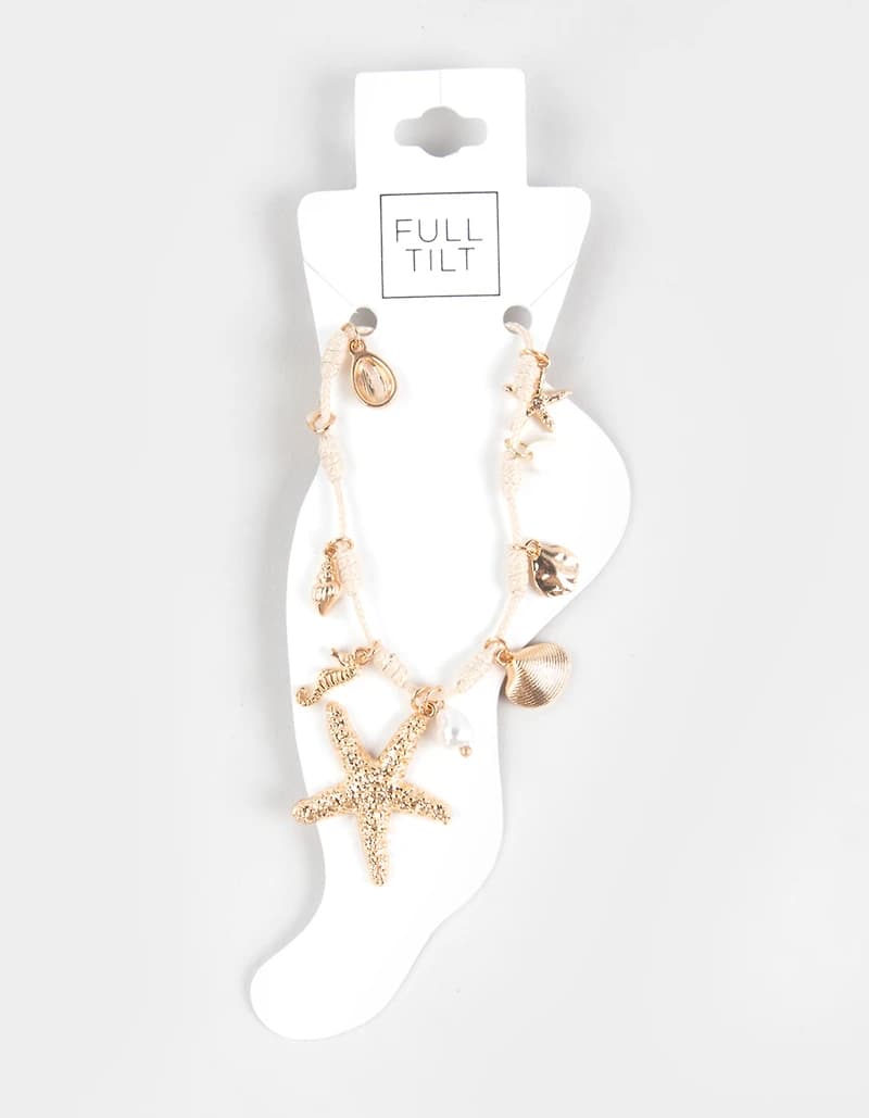 FULL TILT Starfish/Shell Charm Anklet - GOLD