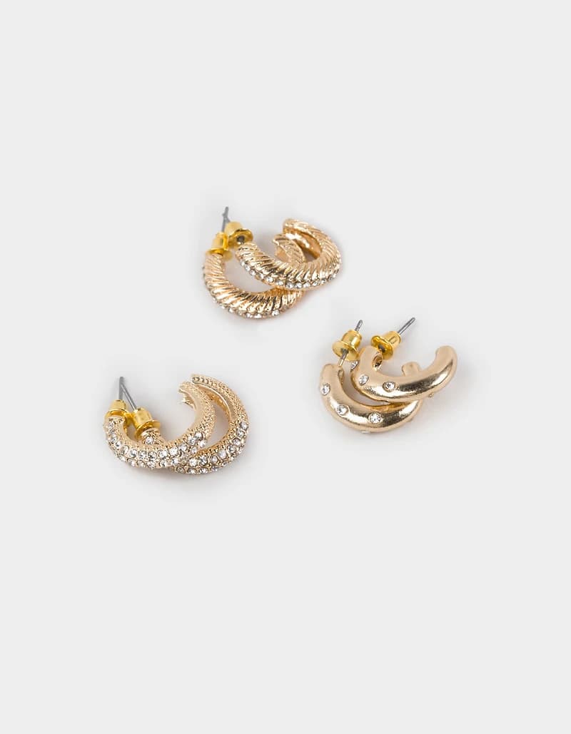 FULL TILT 3 Pack Textured Hoop Earrings
